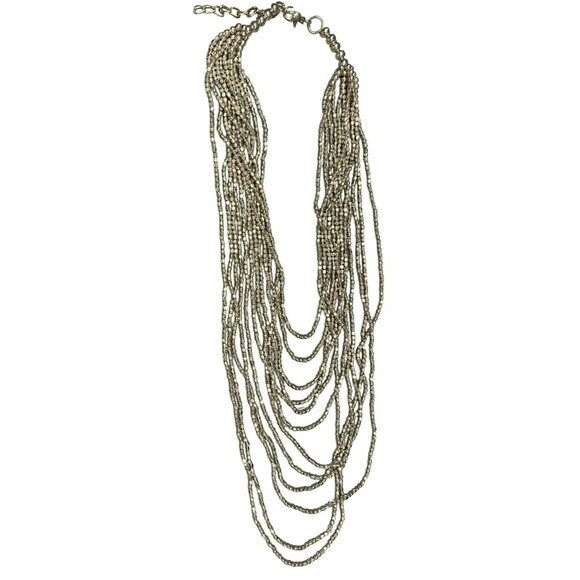 Vintage Multi-Layered Silver tone Metallic Beaded Necklace With Lobster Clasp - Picture 1 of 4